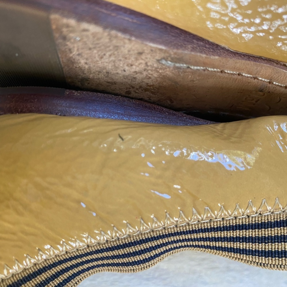 TORY BURCH CAROLINE 2 MUSTARD BALLERINA FLAT GOLD DETAIL - Picture 5 of 7